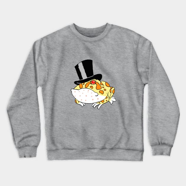 Top Hat Albino Pacman Frog Crewneck Sweatshirt by SNK Kreatures